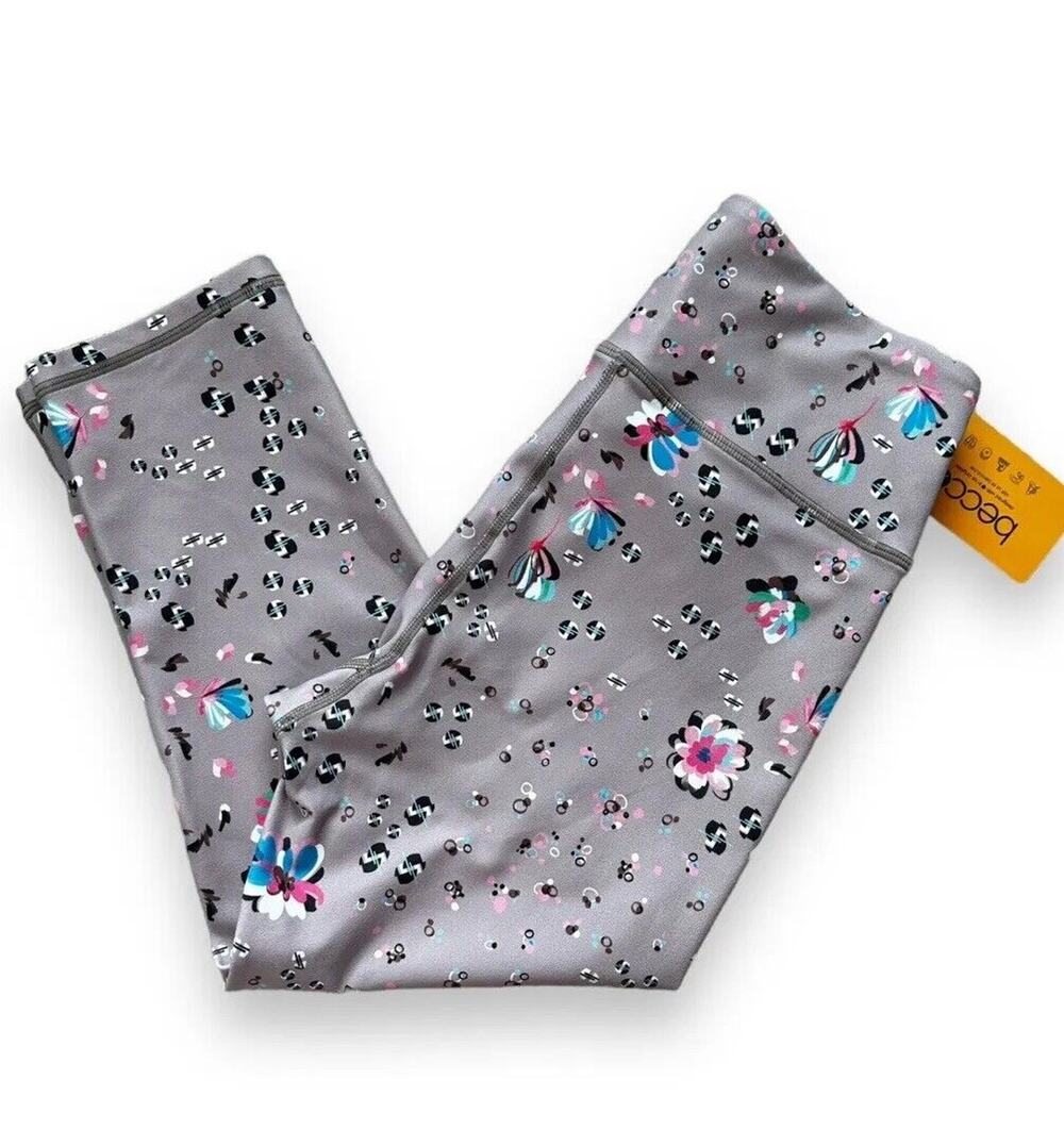 Becco LA Floral Crop Leggings, Taupe, Large